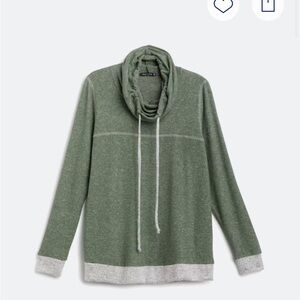 Green Cowl Neck Sweater with Gray Accents xl